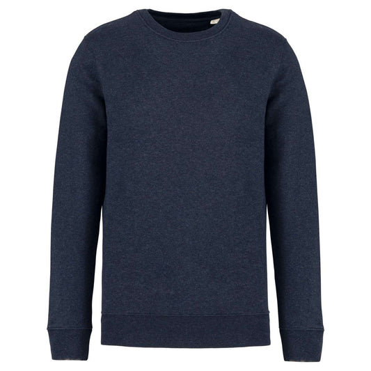 ECO-FRIENDLY UNISEX ROUND NECK SWEATSHIRT - Navy Blue Heather - colorimageurl