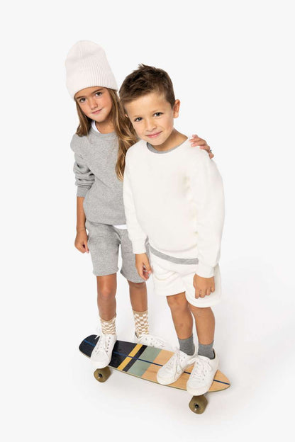 KIDS' ECO-FRIENDLY ROUND NECK SWEATSHIRT - Moon Grey Heather - modelimageurl