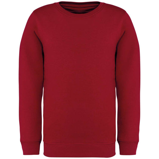 KIDS' ECO-FRIENDLY ROUND NECK SWEATSHIRT - Hibiscus Red - colorimageurl