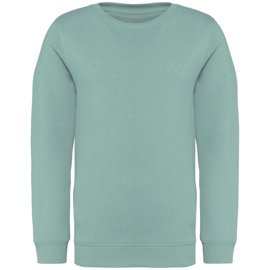 KIDS' ECO-FRIENDLY ROUND NECK SWEATSHIRT - Jade Green - colorimageurl