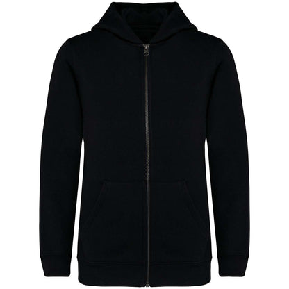 ECO-FRIENDLY KIDS’ FULL ZIP HOODED SWEATSHIRT - Black - colorimageurl