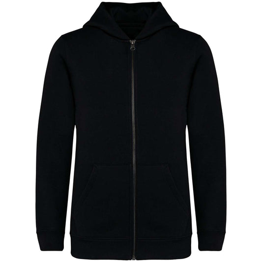 ECO-FRIENDLY KIDS’ FULL ZIP HOODED SWEATSHIRT - Black - colorimageurl