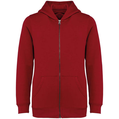 ECO-FRIENDLY KIDS’ FULL ZIP HOODED SWEATSHIRT - Hibiscus Red - colorimageurl