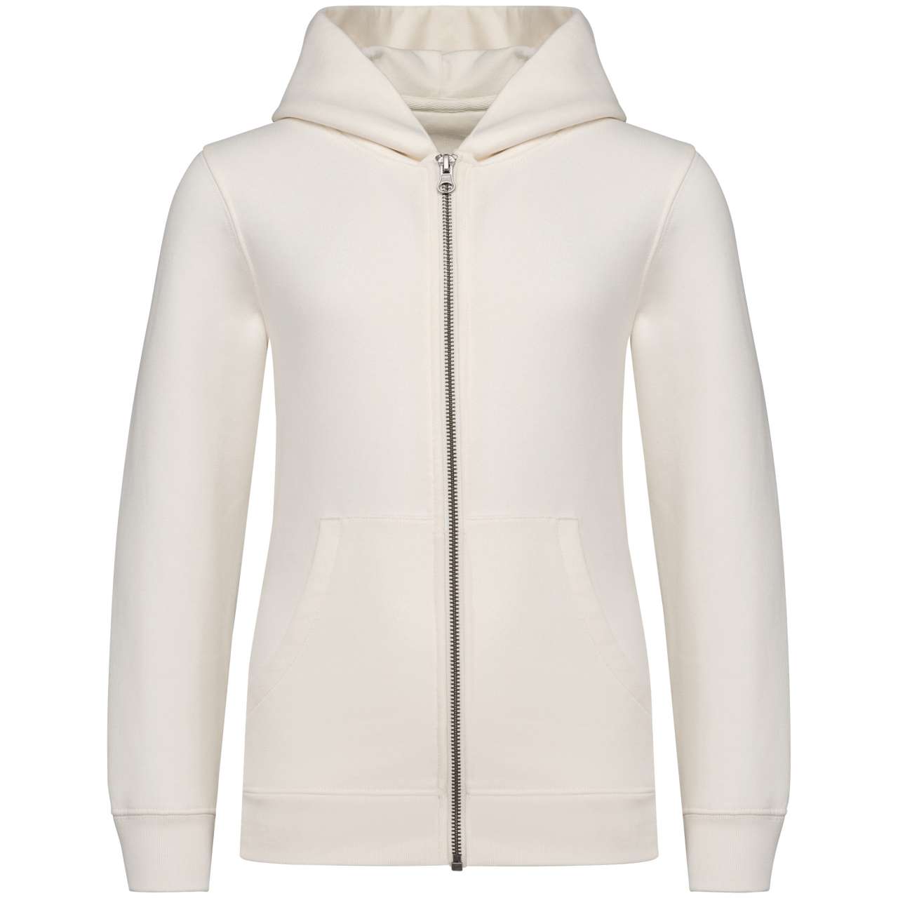 ECO-FRIENDLY KIDS’ FULL ZIP HOODED SWEATSHIRT - Ivory - colorimageurl