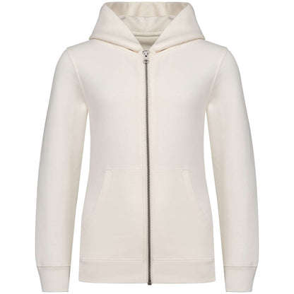ECO-FRIENDLY KIDS’ FULL ZIP HOODED SWEATSHIRT - Ivory - colorimageurl