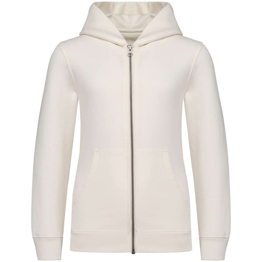 ECO-FRIENDLY KIDS’ FULL ZIP HOODED SWEATSHIRT - Ivory - colorimageurl