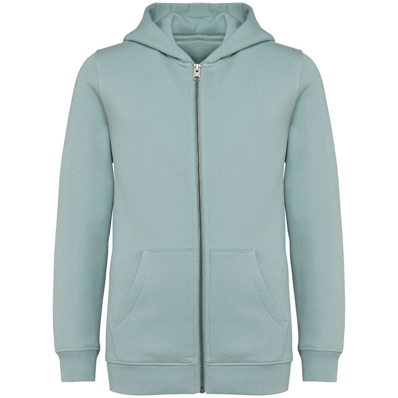 ECO-FRIENDLY KIDS’ FULL ZIP HOODED SWEATSHIRT - Jade Green - colorimageurl