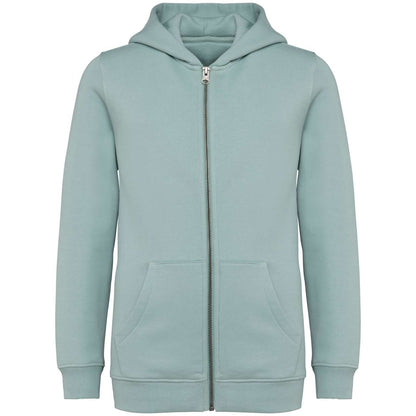 ECO-FRIENDLY KIDS’ FULL ZIP HOODED SWEATSHIRT - Jade Green - colorimageurl
