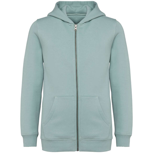 ECO-FRIENDLY KIDS’ FULL ZIP HOODED SWEATSHIRT - Jade Green - colorimageurl