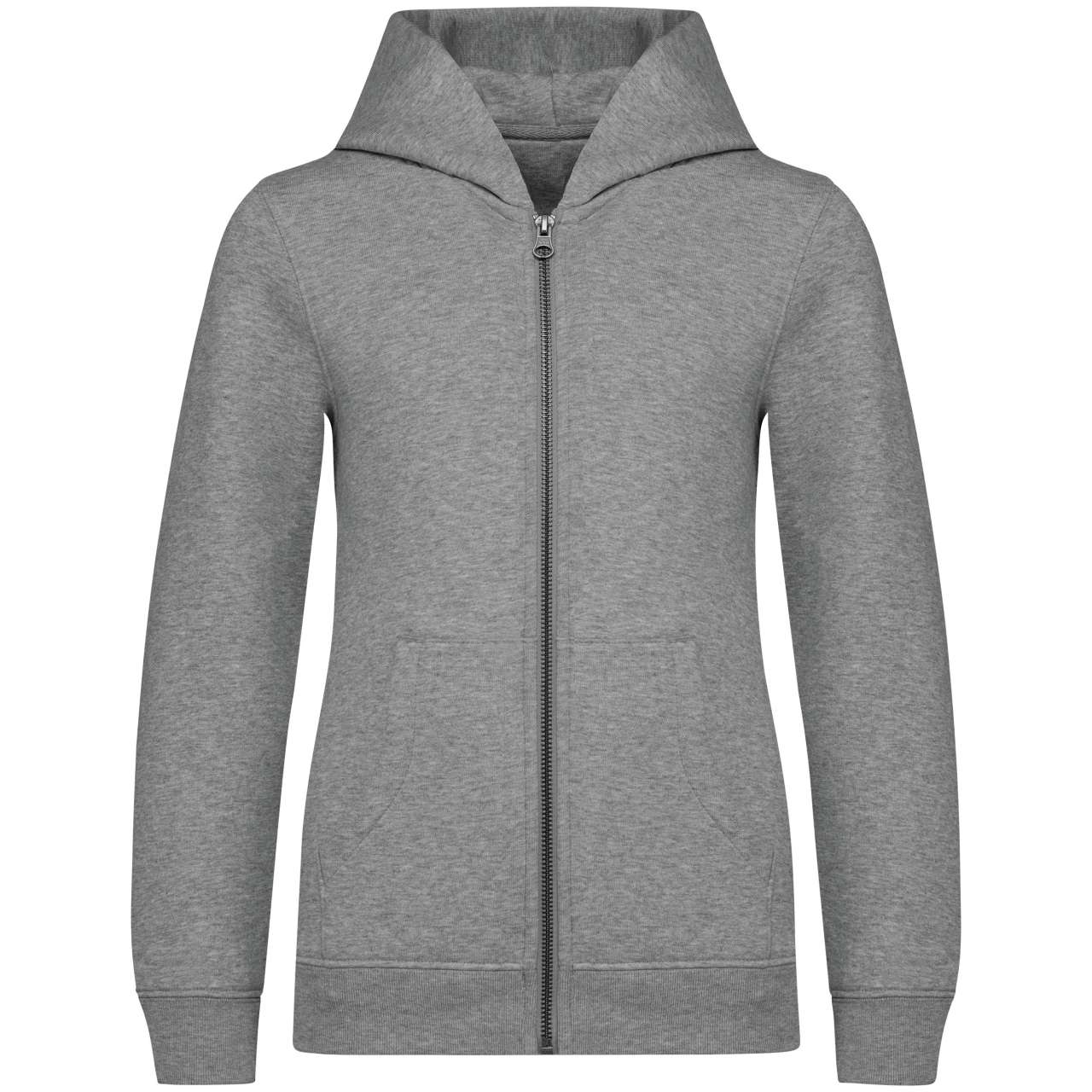 ECO-FRIENDLY KIDS’ FULL ZIP HOODED SWEATSHIRT - Moon Grey Heather - colorimageurl