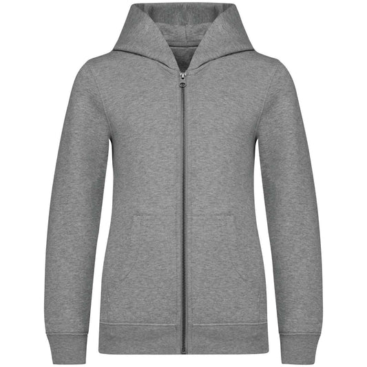 ECO-FRIENDLY KIDS’ FULL ZIP HOODED SWEATSHIRT - Moon Grey Heather - colorimageurl