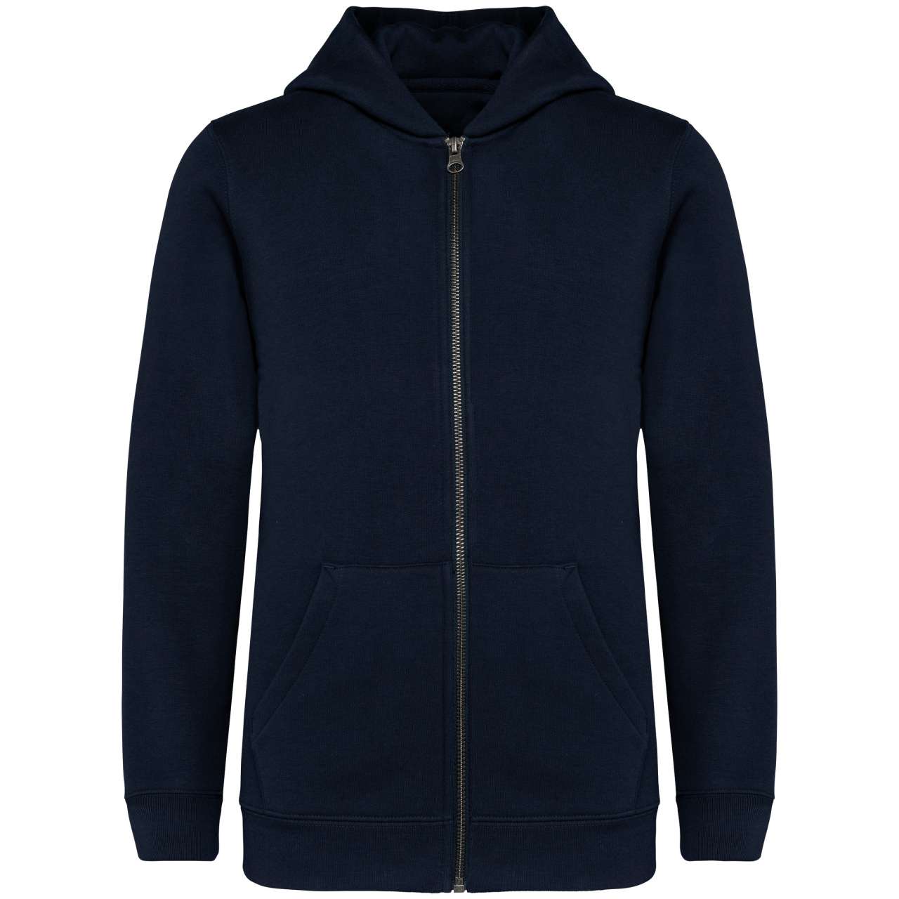 ECO-FRIENDLY KIDS’ FULL ZIP HOODED SWEATSHIRT - Navy Blue - colorimageurl