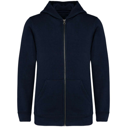 ECO-FRIENDLY KIDS’ FULL ZIP HOODED SWEATSHIRT - Navy Blue - colorimageurl