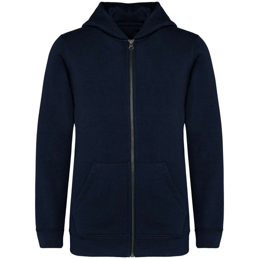 ECO-FRIENDLY KIDS’ FULL ZIP HOODED SWEATSHIRT - Navy Blue - colorimageurl