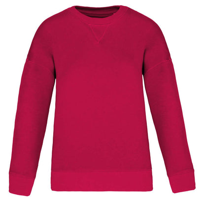 ECO-FRIENDLY LADIES’ DROP-SHOULDER SWEATSHIRT - Hibiscus Red - colorimageurl