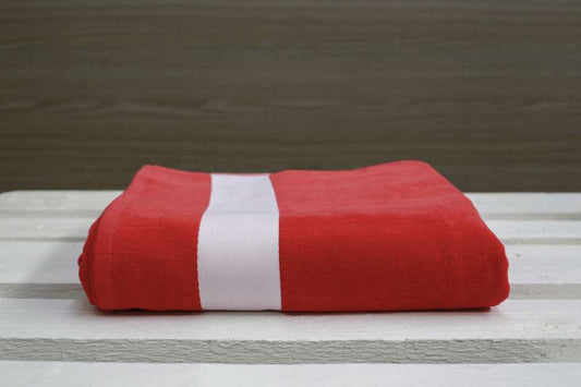 OLIMA VELOUR BEACH TOWEL - Red - colorimageurl