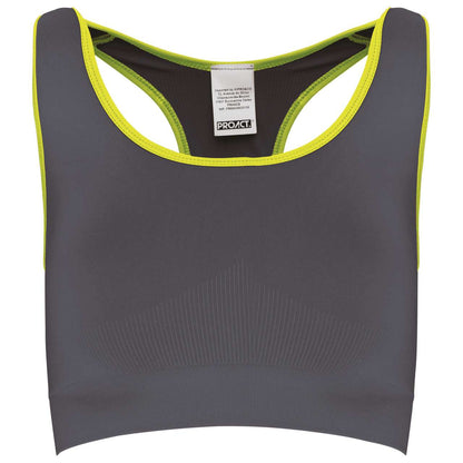 SEAMLESS SPORTS BRA - Storm Grey/Fluorescent Yellow - Additional