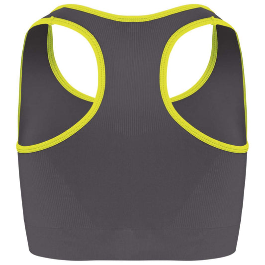 SEAMLESS SPORTS BRA - Storm Grey/Fluorescent Yellow - Main