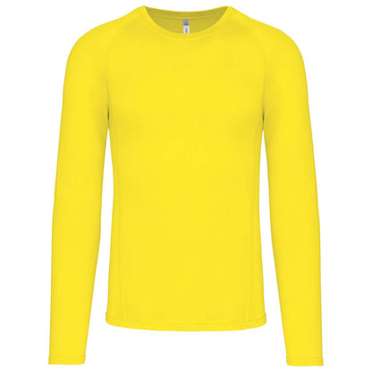 ADULTS' LONG-SLEEVED BASE LAYER SPORTS T-SHIRT - Flashy Yellow - Main