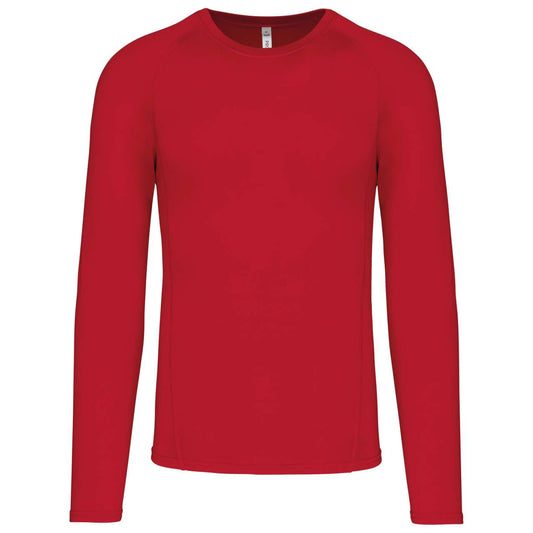 ADULTS' LONG-SLEEVED BASE LAYER SPORTS T-SHIRT - Sporty Red - Main