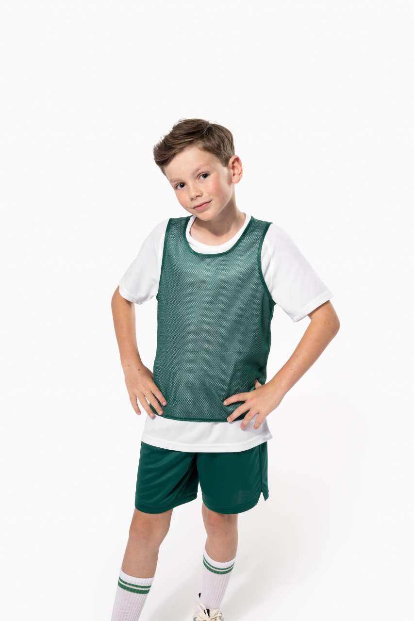 KID'S REVERSIBLE MULTISPORT BIB - Fluorescent Yellow/Sporty Royal Blue - modelimageurl