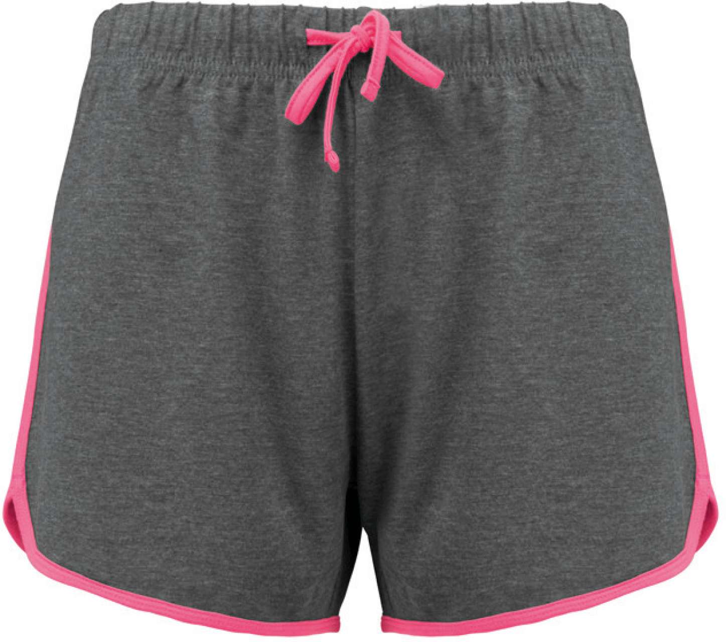 LADIES' SPORTS SHORTS - Grey Heather/Fluorescent Pink - colorimageurl