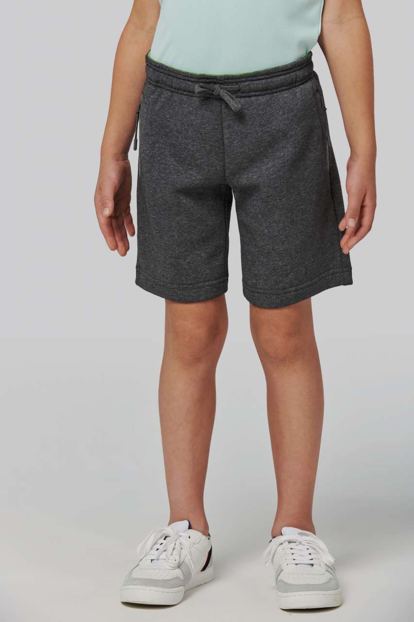KID'S FLEECE MULTISPORT BERMUDA SHORTS - Black - modelimageurl