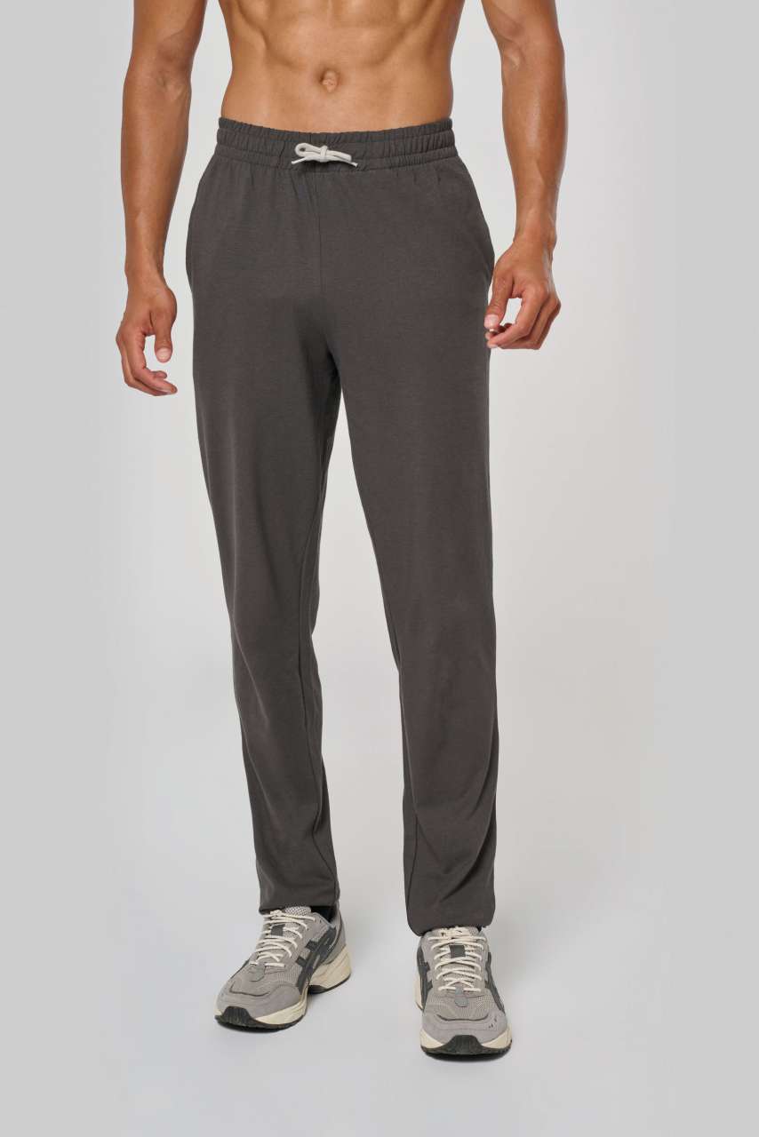 UNISEX LIGHTWEIGHT COTTON TRACKSUIT BOTTOMS - Black - modelimageurl