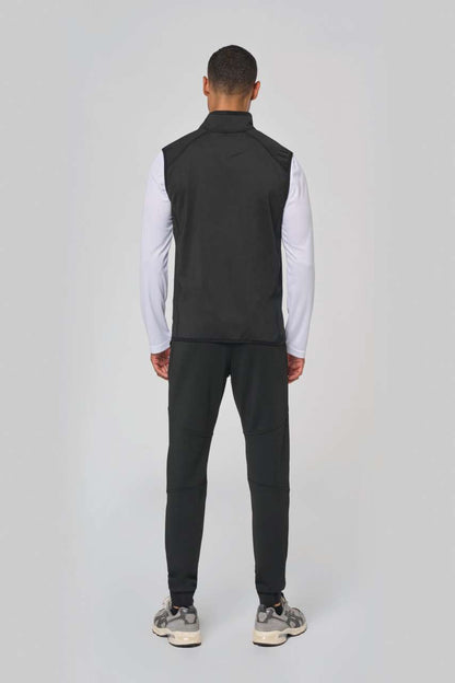DUAL-FABRIC SLEEVELESS SPORTS JACKET - Black/Black - Additional