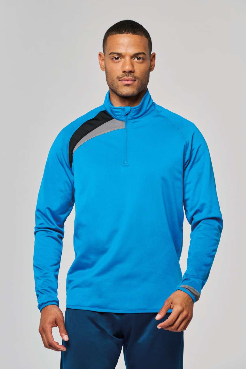ADULTS' ZIP NECK TRAINING TOP - Black/White/Storm Grey - modelimageurl