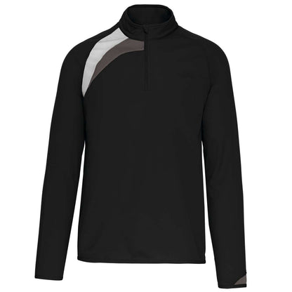 ADULTS' ZIP NECK TRAINING TOP - Black/White/Storm Grey - colorimageurl