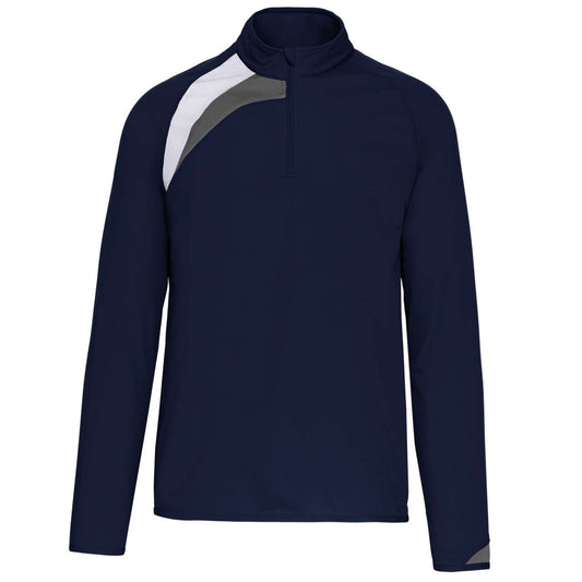 ADULTS' ZIP NECK TRAINING TOP - Sporty Navy/White/Storm Grey - colorimageurl