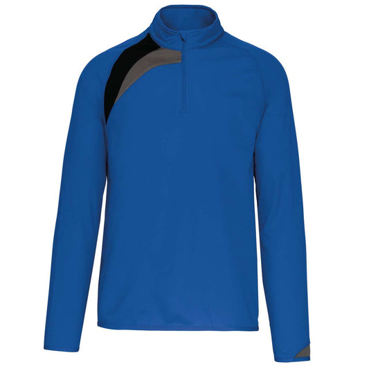 ADULTS' ZIP NECK TRAINING TOP - Sporty Royal Blue/Black/Storm Grey - colorimageurl