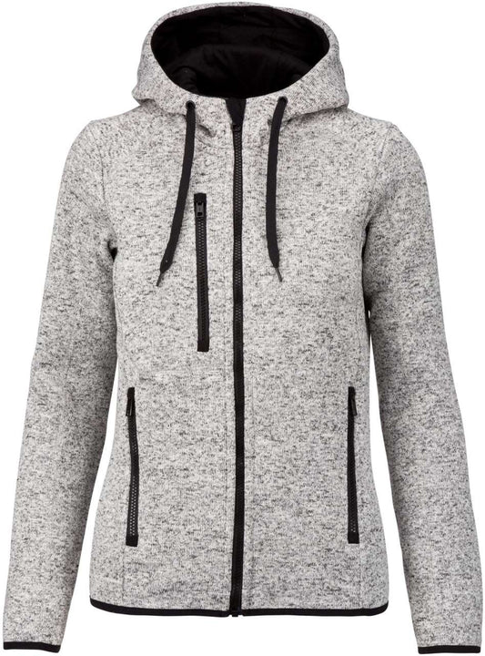 LADIES’ HEATHER HOODED JACKET - Light Grey Mélange - Main