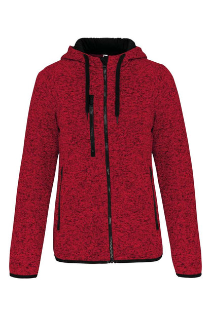 LADIES’ HEATHER HOODED JACKET - Red Melange - Additional