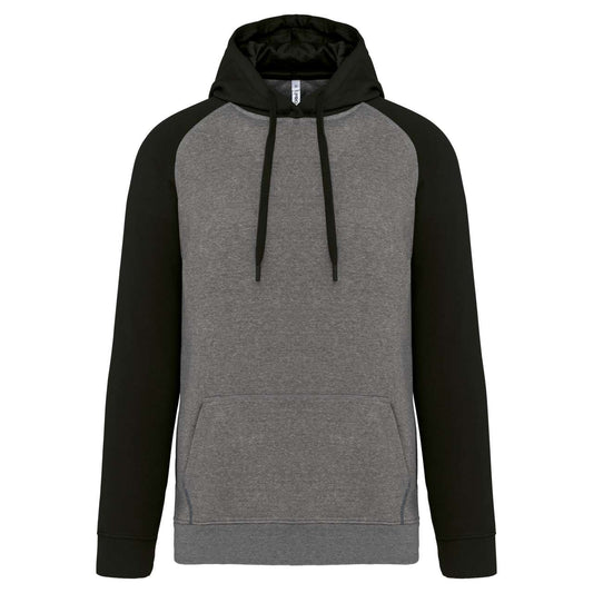 ADULT TWO-TONE HOODED SWEATSHIRT - Grey Heather/Black - colorimageurl
