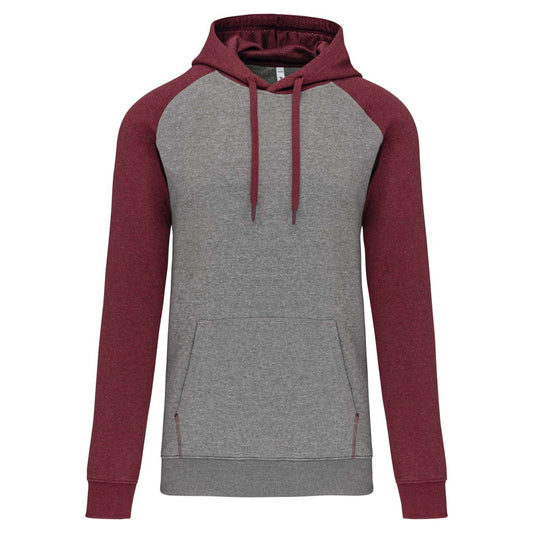 ADULT TWO-TONE HOODED SWEATSHIRT - Grey Heather/Wine Heather - colorimageurl