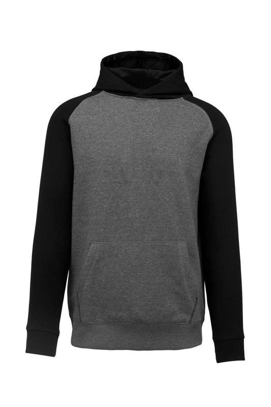 KIDS' TWO-TONE HOODED SWEATSHIRT - Grey Heather/Black - colorimageurl