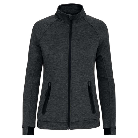 LADIES' HIGH NECK JACKET - Deep Grey Heather - colorimageurl