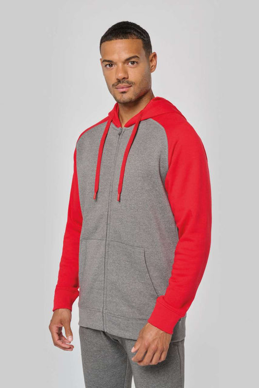 UNISEX TWO-TONE ZIPPED HOODED FLEECE JACKET
