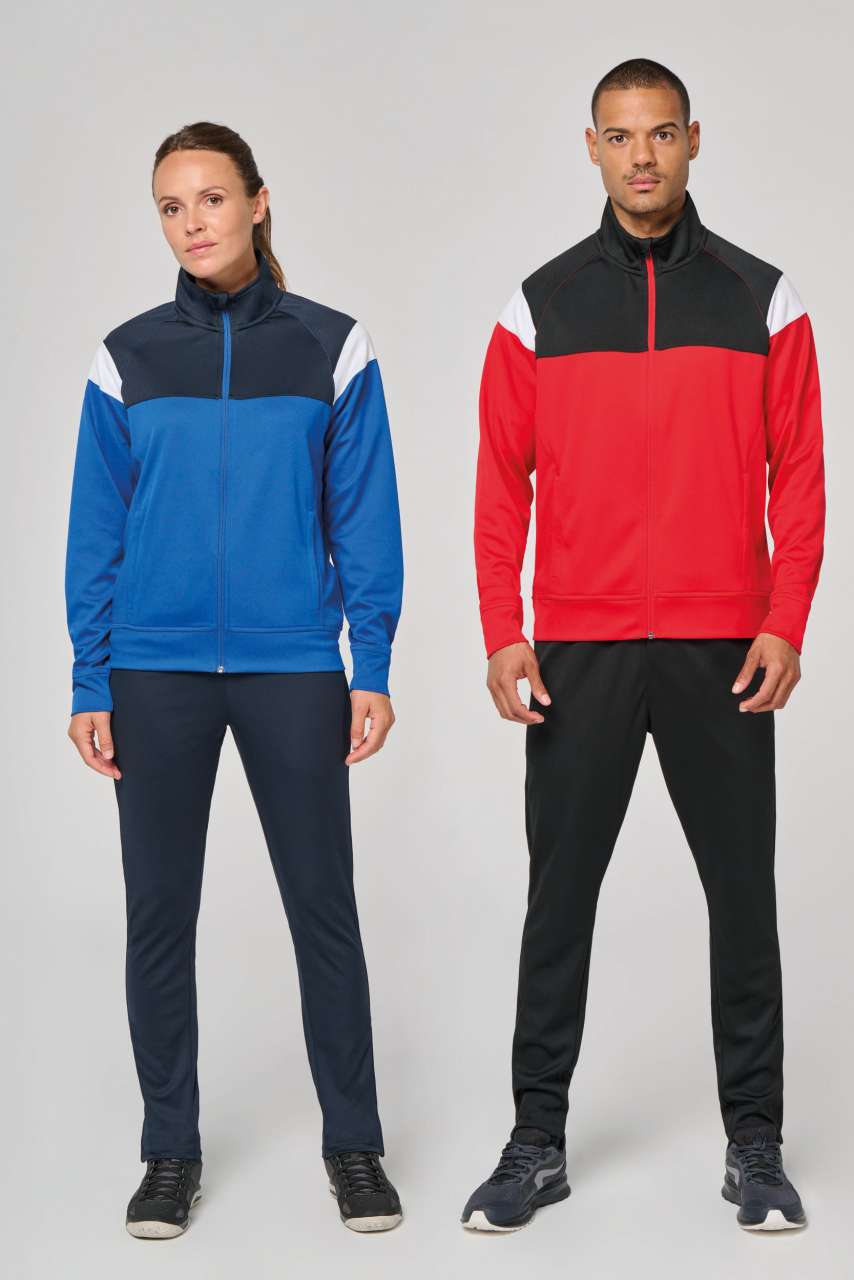 ADULT ZIPPED TRACKSUIT JACKET - Black/Sporty Grey - modelimageurl
