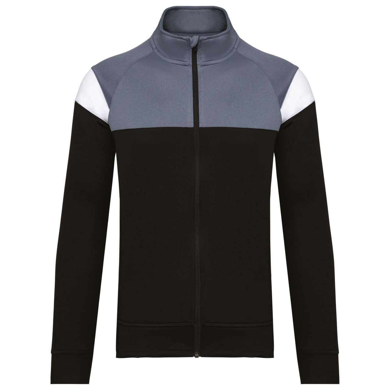 ADULT ZIPPED TRACKSUIT JACKET - Black/Sporty Grey - colorimageurl