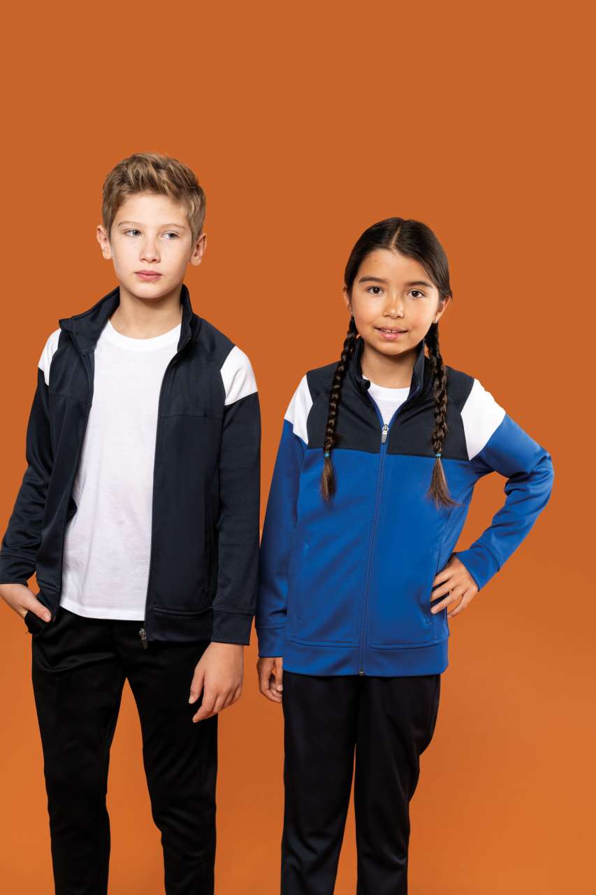KIDS ZIPPED TRACKSUIT JACKET - Black/Sporty Grey - modelimageurl