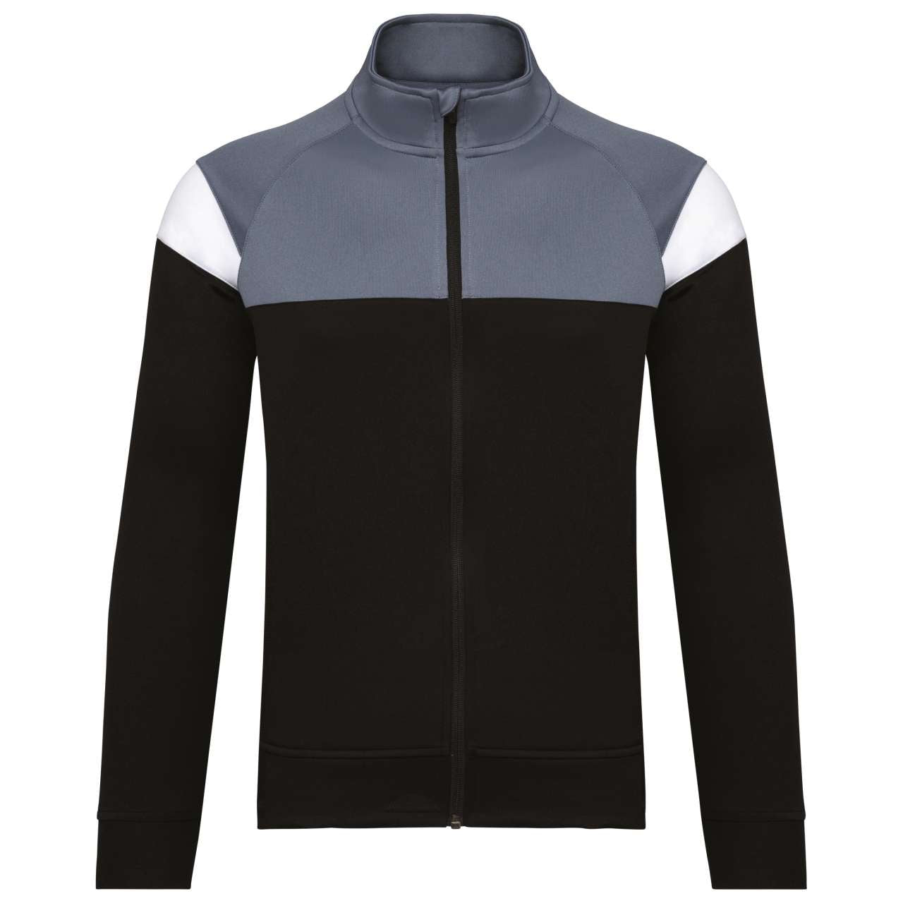 KIDS ZIPPED TRACKSUIT JACKET - Black/Sporty Grey - colorimageurl