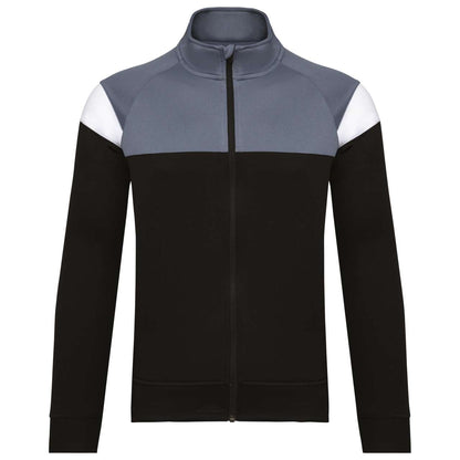 KIDS ZIPPED TRACKSUIT JACKET - Black/Sporty Grey - colorimageurl