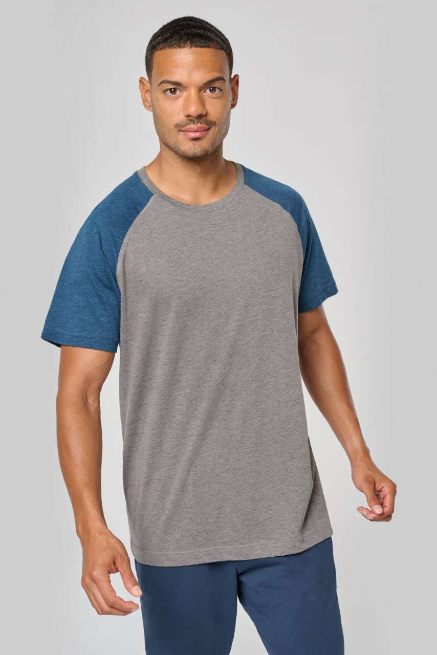 ADULT TRIBLEND TWO-TONE SPORTS SHORT-SLEEVED T-SHIRT - Grey Heather/Black Heather - modelimageurl