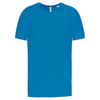 MEN'S RECYCLED ROUND NECK SPORTS T-SHIRT - Aqua Blue - colorimageurl