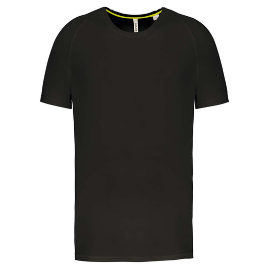 MEN'S RECYCLED ROUND NECK SPORTS T-SHIRT - Black - colorimageurl