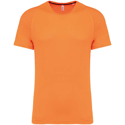MEN'S RECYCLED ROUND NECK SPORTS T-SHIRT - Fluorescent Orange - colorimageurl