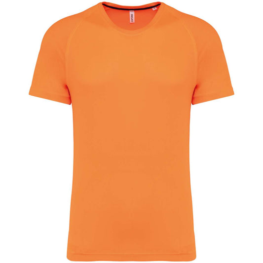 MEN'S RECYCLED ROUND NECK SPORTS T-SHIRT - Fluorescent Orange - colorimageurl